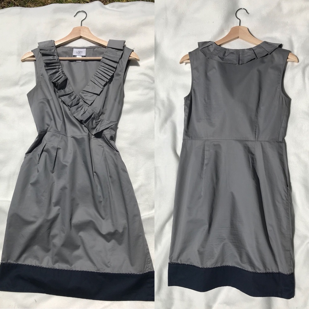 LOFT Ann Taylor Grey sleeveless - Picture 1 of 5